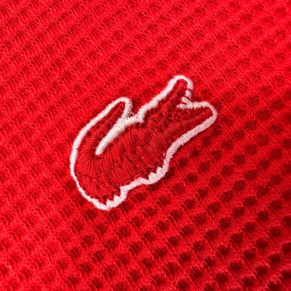 Lacoste Lounge Shirt Sleepwear Men's 2XL Orange Waffle Knit Thermal Long Sleeve - Picture 3 of 11